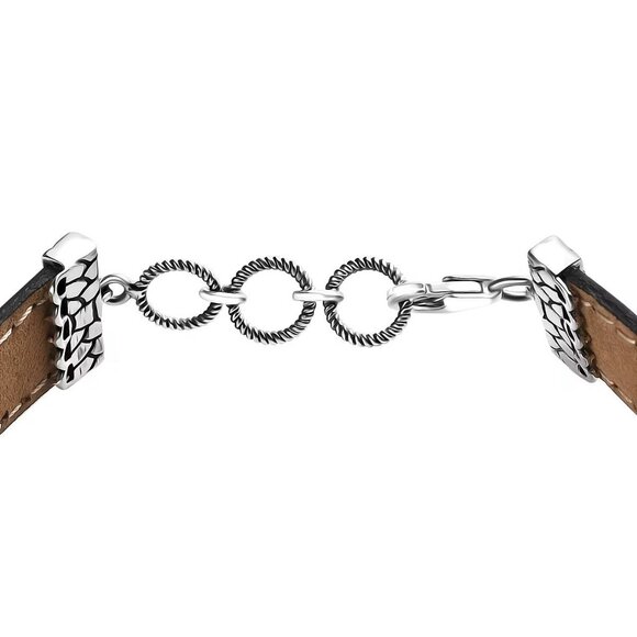 Artisan Crafted ✦ White Buffalo Trilogy Bracelet ✦ Sterling Silver Black Leather - Picture 4 of 4